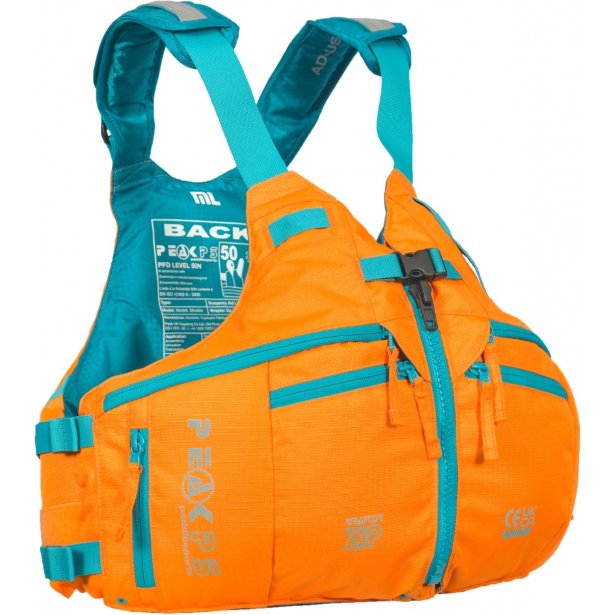 2026 Peak PS Heren Wraptor Rits PFD Drijfhulpmiddel 26WZ - Orange
